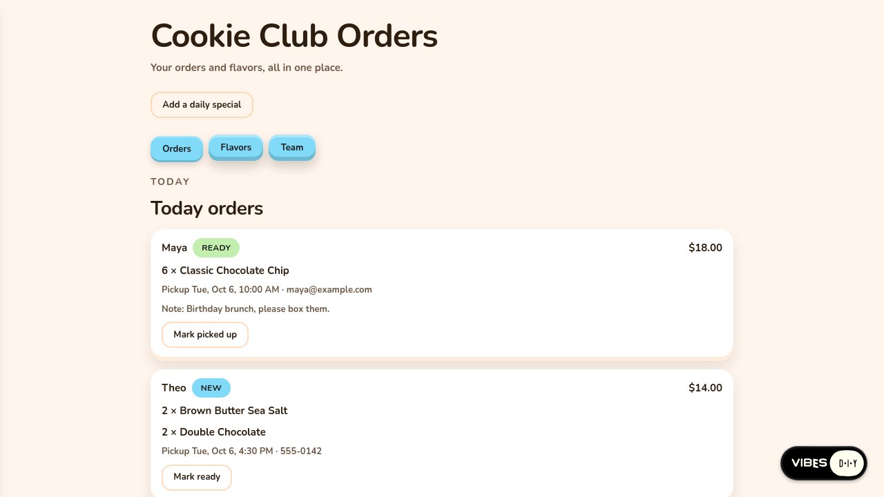 Platform screenshot of the Small-business front counter app built in round six